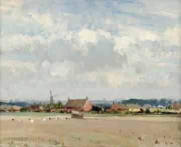 A Stubble Field Near Ludham, Norfolk Artwork by Edward Brian Seago