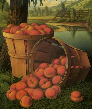 Basket of Peaches Artwork by Levi Wells Prentice