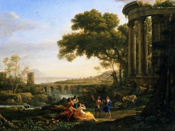 Landscape With Nymph And Satyr Dancing Artwork by Claude Lorrain