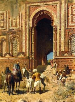 Indian Horsemen at the Gateway of Alah-ou-din, Old Delhi Artwork by Edwin Lord Weeks