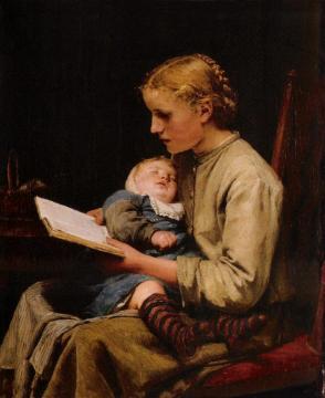 Rosa And Bertha Gugger Artwork by Albert Anker