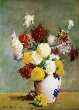 Still Life of Chrysanthemums in a Canton Vase Artwork by Emil Carlsen