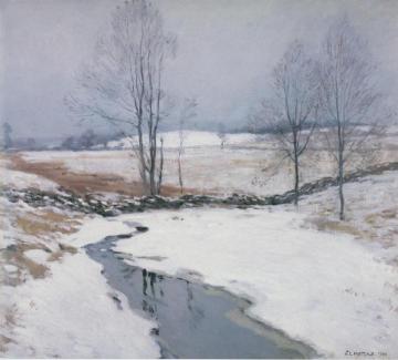 The First Snow Artwork by Willard Leroy Metcalf