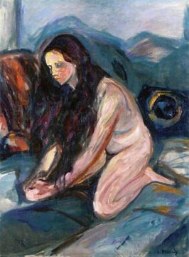 Kneeling Nude Artwork by Edvard Munch