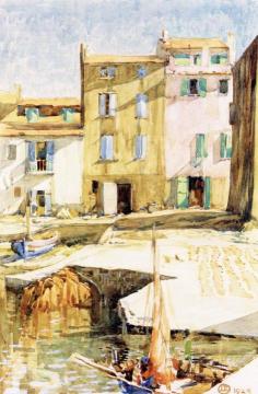 Boats in Port Artwork by Lucien Pissarro