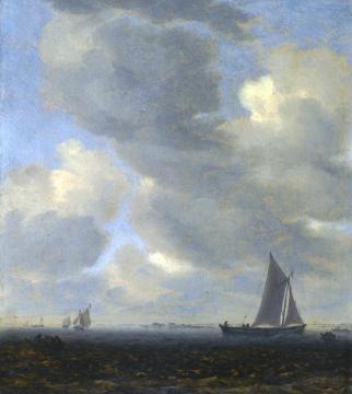 An Estuary Scene with Light Shipping Artwork by Salomon van Ruysdael