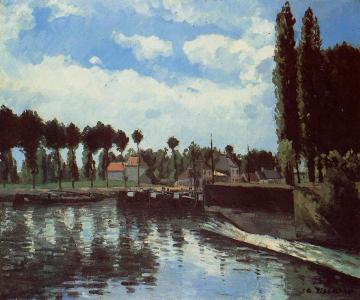 The Lock at Pontoise Artwork by Camille Pissarro