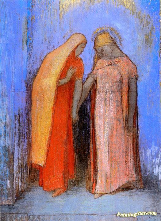 Mystical Conversation Artwork by Odilon Redon