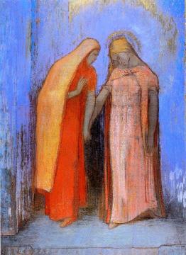 Mystical Conversation Artwork by Odilon Redon