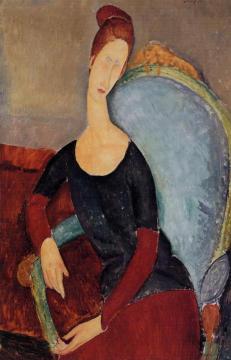 Portrait of Jeanne Hebuterne Seated in an Armchair Artwork by Amedeo Modigliani
