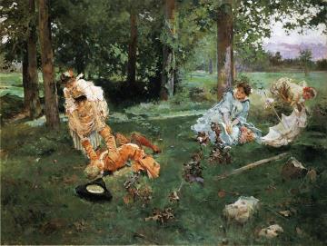 Elegant Figures In A Summer Garden Artwork by Emilio Sala y Frances