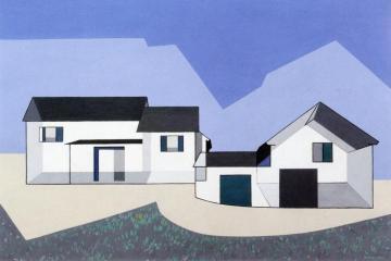 On a Theme of Farm Buildings, No. 1 Artwork by Charles Sheeler