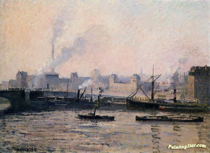 The Pont Boieldieu , Rouen: Fog Artwork by Camille Pissarro