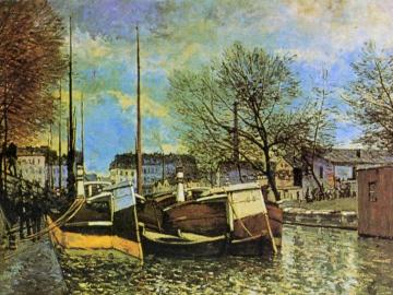 Barges on the Saint-Martin Canal Artwork by Alfred Sisley