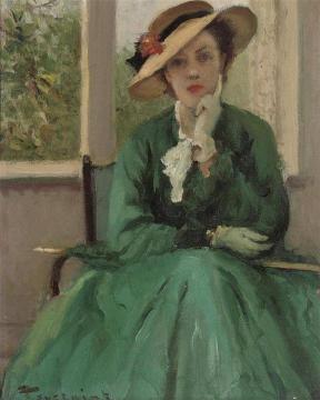 The Green Dress Artwork by Fernand Toussaint