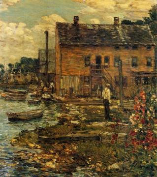 The Fishermen, Cos Cob Artwork by Frederick Childe Hassam