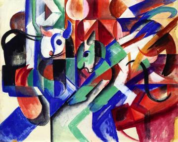 Composition With Two Cows Artwork by Heinrich Campendonk