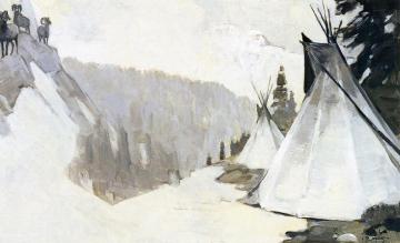 Stone Rams and Tent Artwork by Carl Rungius