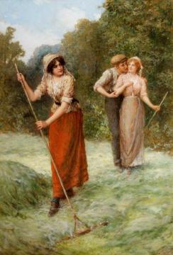 Haymaking Scene Artwork by William Oliver