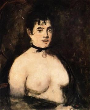 The Brunette with Bare Breasts Artwork by Edouard Manet