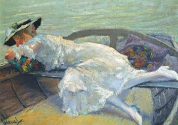 Girl in a Boat Artwork by Edward Cucuel