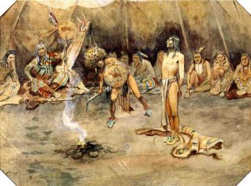Sioux Torturing a Blackfoot Brave Artwork by Charles Marion Russell