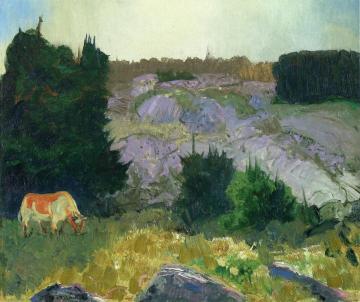 Edge of the Pasture - Glow of the Sun Artwork by George Wesley Bellows