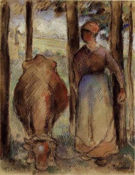 The Cowherd Artwork by Camille Pissarro