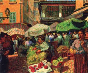 The Market in Marseille Artwork by Raoul Dufy