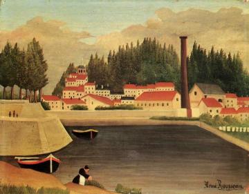 Village near a Factory Artwork by Henri Rousseau