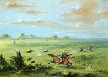 Ostrich Chase, Buenos Aires Artwork by George Catlin