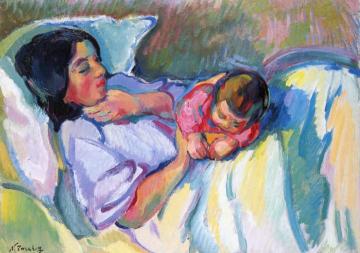 Madame Tarkhoff and Her Child Artwork by Nicolas Tarkhoff