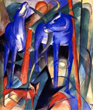 Three Fabulous Beasts Artwork by Franz Marc