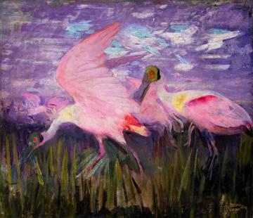 Roseate Spoonbills Artwork by Abbott Handerson Thayer