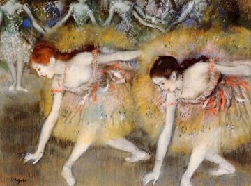 Dancers Bending Down Artwork by Edgar Degas