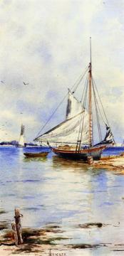 A Gaff-rigged Sloop Artwork by Alfred Thompson Bricher
