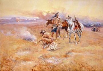 Blackfeet Burning Crow Buffalo Range Artwork by Charles Marion Russell