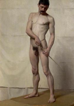 Standing Male Nude Artwork by Harold Knight
