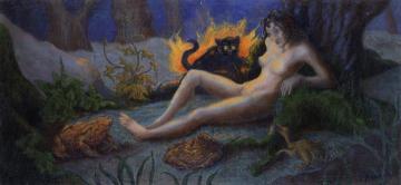 Witch with Cat Artwork by Paul Ranson