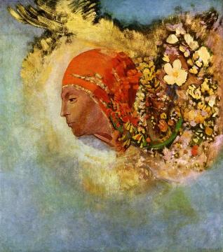 Head with Flowers Artwork by Odilon Redon