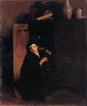 Boy in the Cabinet Artwork by Carl Eduard Schuch