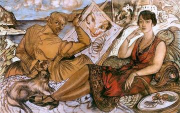 Self-Portrait with Maryla Grossmanowa Artwork by Stanislaw Ignacy Witkiewicz