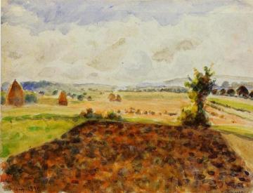 Landscape at Eragny, Clear Weather Artwork by Camille Pissarro
