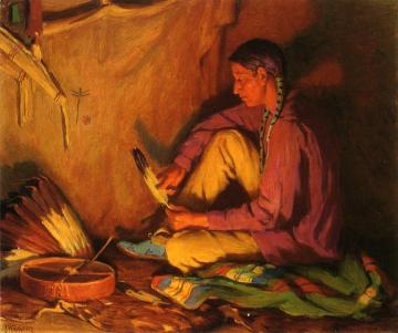 The War Bonnet Maker Artwork by Joseph Henry Sharp