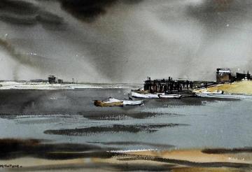 Boats at a Jetty Artwork by Donald McIntyre