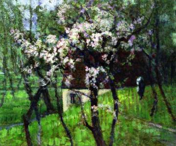 Flowering Apple Trees in a Damp Meadow Artwork by Victor Charreton