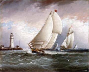 Yacht Race Near Lighthouse Artwork by James E. Buttersworth