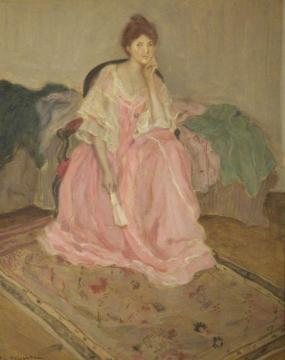 Lady in Pink Artwork by Frederick Carl Frieseke
