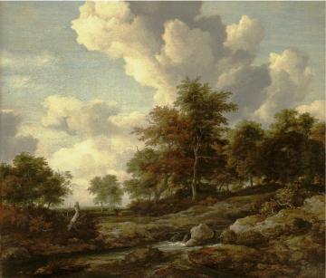 Wooded landscape with a rocky stream Artwork by Jacob van Ruisdael