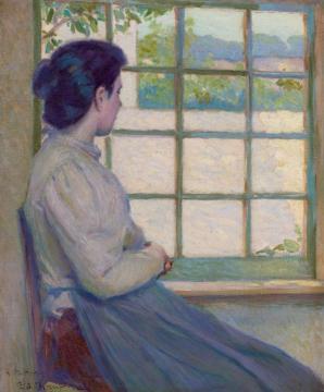 Woman Looking Out A Window Artwork by George Albert Thompson